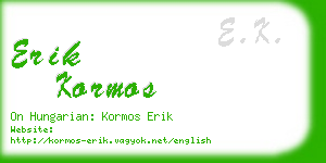 erik kormos business card